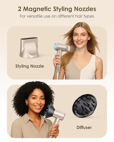Ionic Hair Dryer, 160,000 RPM High-Speed Blow Dryer with Diffuser for Women | Fast-Drying Professional hairdryer, 500M Negative Ion, Quiet Lightweight Design, Ideal for Home Travel Salon thumbnail 2