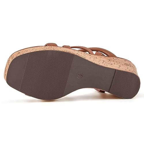 Coutgo Women Platform Wedge Sandals Cork Slingback Wedges Espadrilles Heels Summer Shoes thumbnail 6