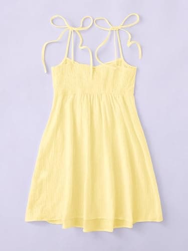 SOLY HUX Women's Tie Shoulder Y2k Cami Sun Dress Cute Spaghetti Strap Casual Summer A Line Short Mini Dresses thumbnail 3
