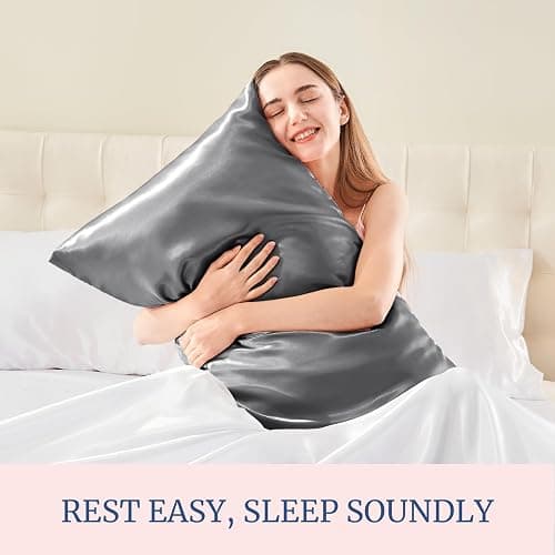 BEDELITE Satin Pillowcase for Hair and Skin, Super Soft and Cooling Similar to Silk Pillow Cases 2 Pack with Envelope Closure, Gift for Women Men(20"x30" Queen Size, Dark Grey) thumbnail 5