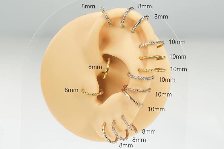 16G 18G 6mm 8mm 10mm Hinged Clicker Segment CZ Twisted Clicker Nose Rings Hoop Helix Cartilage Daith Tragus Sleeper Earrings Body Piercing for Women Men thumbnail 5