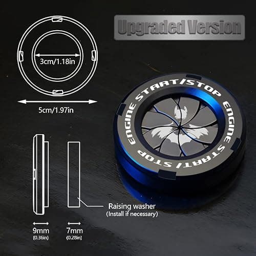 Tybasthe Rotary Push Start Button Cover, Bat Man Car Accessories Engine Start Stop Button Cover, Car Stickers Interior Decor, Motorcycle Ignition Key Switch Cover, Black thumbnail 2