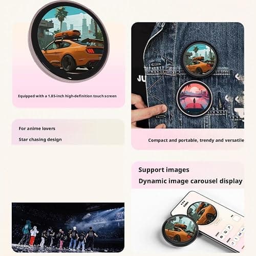 Smart Digital Badge with Touch Screen - 1.85" HD Electronic Badge for Fandom & Anime, Customizable GIF/Photo/Video Display, 18H Battery & LED Lights, Metal ACG Accessory for Bag & Cosplay thumbnail 7