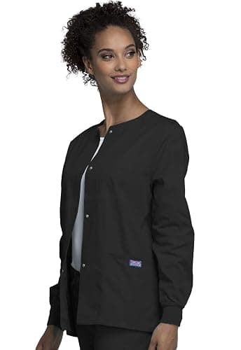 Cherokee scrubs jacket for women, Snap Front Warm-Up Jacket with 3 Pockets and Easy Care - 4350 thumbnail 2