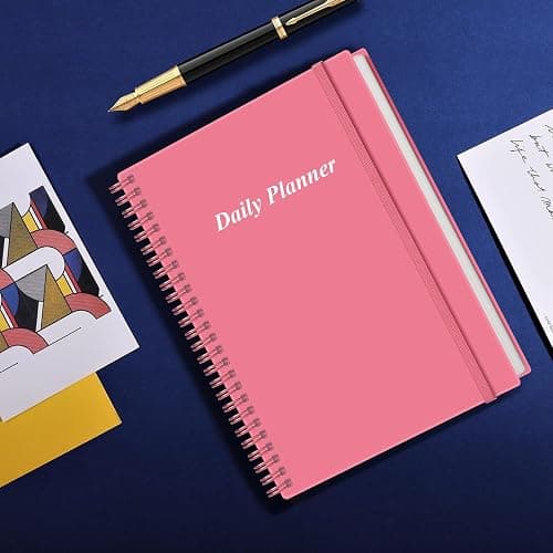 Daily Planner Undated - B5 To Do List Notebook Hourly Schedules, Spiral Appointment Planner for Women and Men, PVC Hardcover, Inner Pocket, Elastic Closure, 7" x 10", Pink thumbnail 7