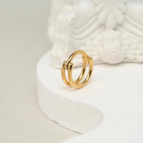 2 PCS Small Cartilage Double-Hoop Helix Conch Piercing Earrings With Cubic Zirconia For Women Trendy 14K Gold Plated Stainless Steel Sets Jewelry thumbnail 6