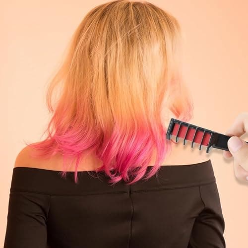 12 Colors Festive Fun Hair Chalk Combs, 2026 New Temporary Glitter Hair Colors Hair Chalk Combs, Washable DIY Hair Color Dye for Birthday Christmas Party Gifts for Teenage Girls Kids (6 Colors) thumbnail 3