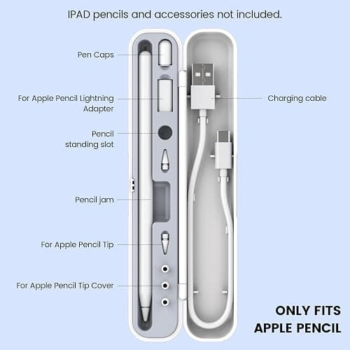 MOGOOD Carrying Case, Pencil Case for Apple Pencil 1st Generation/Apple Pencil 2nd Generation Case Holder, White with Grey Inner Liner thumbnail 2
