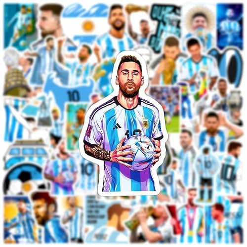 50PCS Soccer Player Messi Sticker for Fans, Vinyl Waterproof Laptop Water Bottle Stickers for Aldults Boys Girls Teens Cool Soccer Sport thumbnail 3
