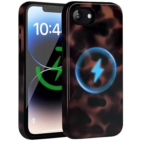 Amzfield Magnetic for iPhone 16e Case - Tortoise Shell with Leopard Amber Print, Compatible with MagSafe, Cute Aesthetic Shockproof 2-in-1 Hybrid Phone Case for Women, Brown thumbnail 7
