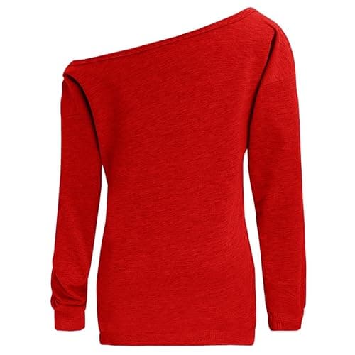 Dutebare Women Off Shoulder Sweatshirt Slouchy Shirt Long Sleeve Pullover Tops thumbnail 3