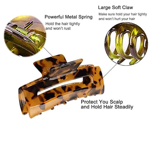 Aaiffey 4PCS Hair Claw Clips, Non-Slip Tortoise Hair Jaw Clips, Leopard Stylish Hair Clamps,Strong Hold for Thick Thin Curly Hair Styling Accessories for Women Girls thumbnail 3