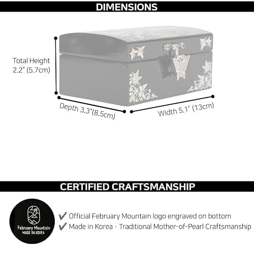 February Mountain Mother of Pearl Small Jewelry Ring Box - Gifts for best friends women, Thank you gifts, mom birthday gifts, Friendship Women Gifts Trinkets Keepsake Treasure box (Black-Butterfly) thumbnail 3
