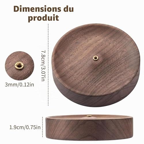 JHEELITE Porte Encens Baton en Bois, Support Brûleur Zen avec Cendres | Bois Massif Naturel, Design Rond Élégant, Pour Amateur Yoga Méditation, Salon Bureau et Cérémonie du Thé thumbnail 2