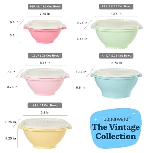 Tupperware Heritage Collection 36 Piece Food Storage Container Set in Vintage Colors- Dishwasher Safe & BPA Free - (18 containers + 18 lids) thumbnail 5