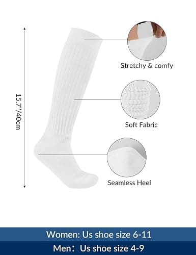 Witwot 3 Pairs Women's Slouch Socks Knit Knee High Tube Scrunch Sock Size 6-11 thumbnail 6