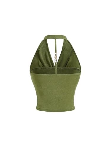 SOLY HUX Women's Halter Tops Draped Front Sleeveless Backless Y2K Crop Sexy Cami Tops Going Out Summer Outfits thumbnail 3