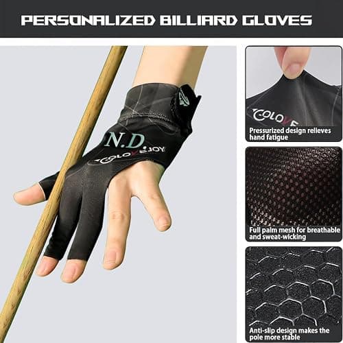 Personalized Billiards Glove, Personalized Billiard Gloves with Name, Lightweight Breathable and Perspiration-Wicking Three-Finger Gloves, Snooker Billiards Glove, Pool Glove Left Hand thumbnail 4