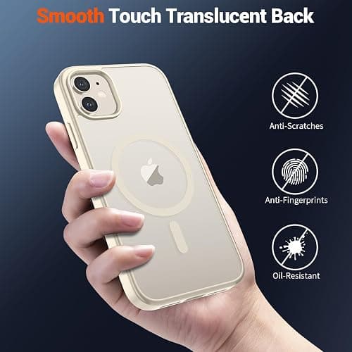 SUPFINE Magnetic for iPhone 12 Case/iPhone 12 Pro Case (Compatible with MagSafe) (Military Grade Drop Protection) Slim Translucent Matte Shockproof with Anti-Fingerprint Phone Case,Antique White thumbnail 6