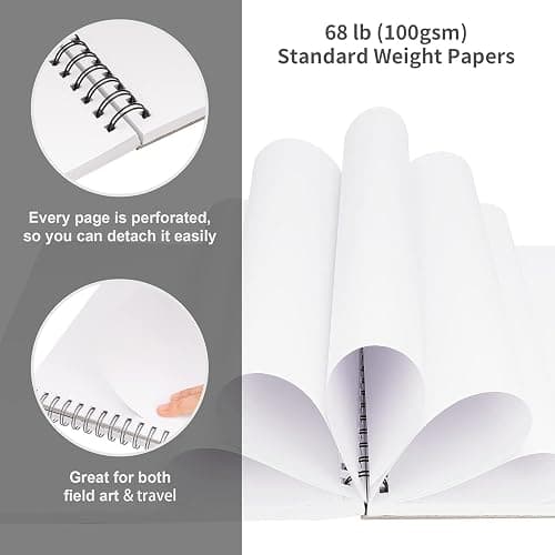 FIXSMITH 5.5"X8.5" Sketch Book | 100 Sheets (68 lb/100gsm) Sketchbook| Acid Free Drawing Paper | Spiral Bound Artist Sketch Pad | for Kids, Beginners, Artists & Professionals | Bright White thumbnail 2