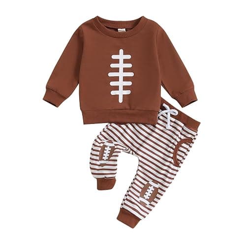 Football Baby Boy Girl Clothes Baby Football Outfit Long Sleeve Sweatshirt Football Pants Cute Fall Winter Outfits - Image 1