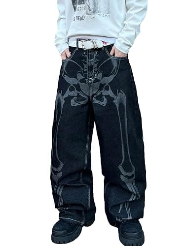 Men's Y2K Baggy Jeans Wide Leg Denim Pants Vintage Streetwear Skate Jeans Loose Fit Hip Hop - Image 1