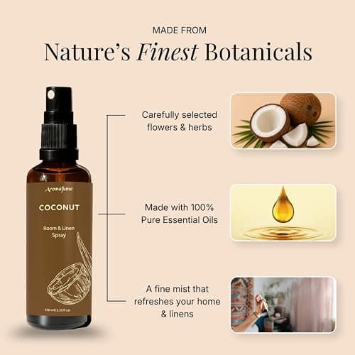 Coconut Air Freshener Spray for Room, Linen & Pillow 100ml by Aromafume | Made with Pure Coconut Essential Oil | Aromatherapy Spray to Calm and Soothe | Mist for Bedding, Fabrics thumbnail 4