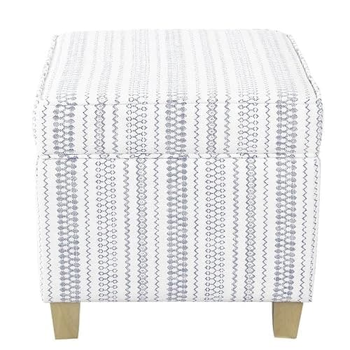HomePop Home Decor | K7342-F2359 |Classic Square Storage Ottoman with Lift Off Lid | Ottoman with Storage for Living Room & Bedroom, Blue Stripe Large thumbnail 4