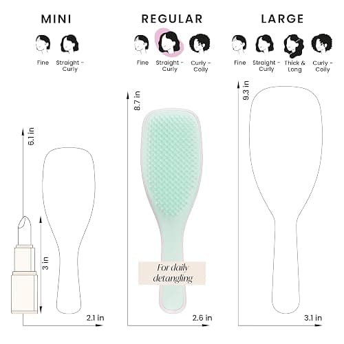 Tangle Teezer Ultimate Detangler Brush for Wet & Dry Hair, Eliminates Knots & Reduces Breakage for All Hair Types, Baby Pink & Mint thumbnail 7
