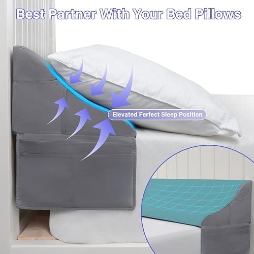 Vekkia Bed Wedge Pillow for Headboard (Grey, Twin(39"x10"x7"-Gap Under 6")) thumbnail 6