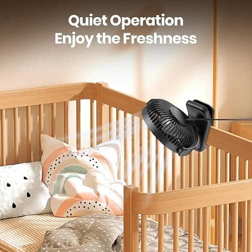 USB Clip on Fan, 720° Rotation Portable Desk Fan, Quiet Brushless Motor, Strong Grip Ideal for Office Home Dorm thumbnail 5