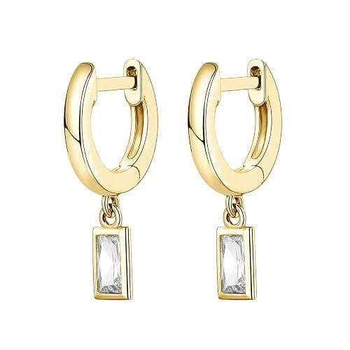 PAVOI 14K Gold Plated S925 Sterling Silver Post Lightweight Drop/Dangle Huggie Earrings for Women | Religious Ornament: Cross, Evil Eye, Clover, Celtic | Dainty Earrings for Women - Image 1