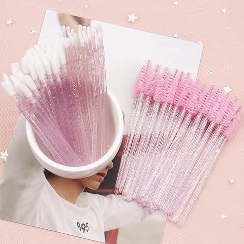 200Pcs Eyelash Extension Supplies Kit,Disposable Lash Spoolies Brushes Micro Swab Brushes Mascara Wand Lip Brushes for Eyelash Extension Tattoo Lipstick Applicator (Crystal Pink) thumbnail 7