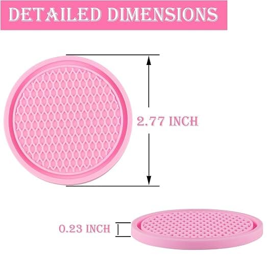 SINGARO Car Cup Coaster, 4PCS Universal Non-Slip Cup Holders Embedded in Ornaments Coaster, Car Interior Accessories, Pink thumbnail 2