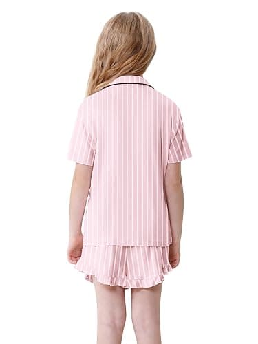 Schbbbta Girls Pajamas Set 2 Piece Button Down Pjs Soft Ruffle Sleepwear Loungewear thumbnail 6