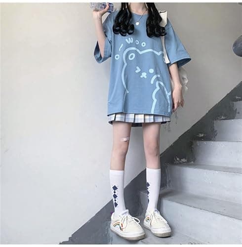 Women Kawaii Bear T-Shirt Cute Japanese Anime Graphic Tees Cartoon Korean Preppy Short Sleeve Baggy Top Oversized Clothes thumbnail 3