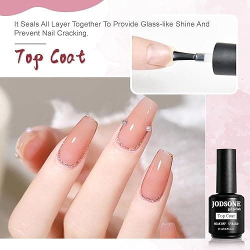 JODSONE 2 Bottles of Top Coat Base Coat Set No Wipe Foundation Combination Bright Surface At Home DIY Nail Salon Girl Gift thumbnail 3