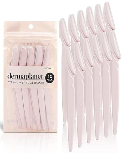 Kitsch Dermaplaning Tool - Face Razors for Women and Men, Eyebrow Trimmer & Face Shaver for Women, Facial Hair Removal for Women and Men, Dermaplane Razor for Women Face, 12 pc (Blush) - Image 1