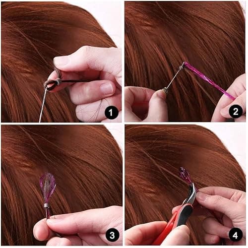 AIFIHIYI Hair Tinsel Kit with Tools 48 Inch 1200 Strands Colorful Tinsel Hair Extensions Fairy Hair Tinsel Kit Heat Resistant Sparkling Glitter Tensile Hair Accessories for Girls Women Kids thumbnail 7