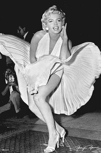 Marilyn Monroe Poster Dress Blowing Up Sexy Black and White Vintage Movie Posters Retro Vintage Classic Hollywood Bedroom Decor Cool Wall Art Print Poster 12x18 - Image 1