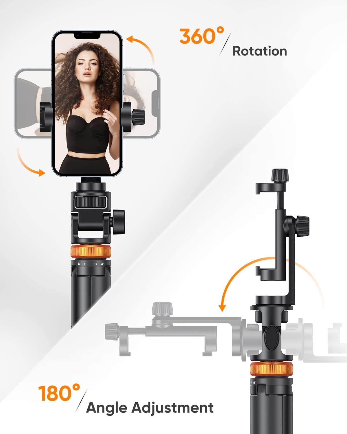 EUCOS 62" Phone Tripod, Tripod for iPhone & Selfie Stick Tripod with Remote, Extendable Cell Phone Stand & Travel Tripod, Solidest Tripod for Phone Compatible with iPhone/Android thumbnail 6