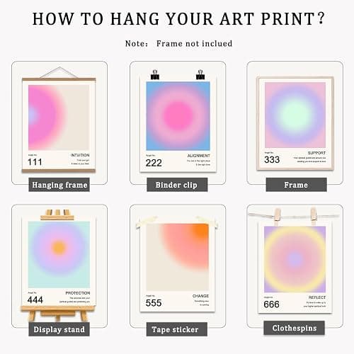Aura Angel Numbers Poster, Colorful Gradient Posters for Room Aesthetic, Minimalist Inspirational Quotes Canvas Wall Art Paintings, Abstract Y2k Style Bedroom Wall Art for Girl's Room, Dorm thumbnail 7