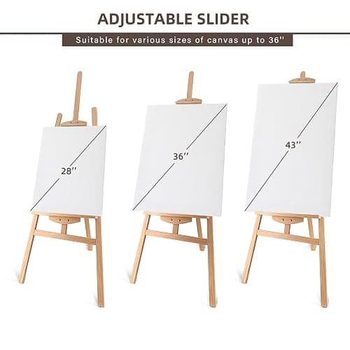 Stuelloaf Adjustable Natural Pine Wooden Painting Basic Easel, Pine Art Easel Stand Hold up to 43'', Painting Canvas for Wedding Sign and Poster, Drawing for Adults, Begginners and Students-New Type thumbnail 5