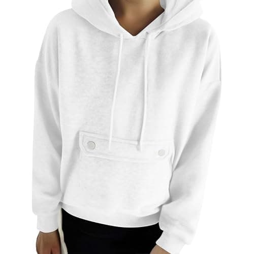 dyiozbga Y2K Plus Size Hoodies for Women,Solid Color Long Sleeve Comfy Casual Basic Pullover,Fall Loose Sweatshirts with Hood thumbnail 2