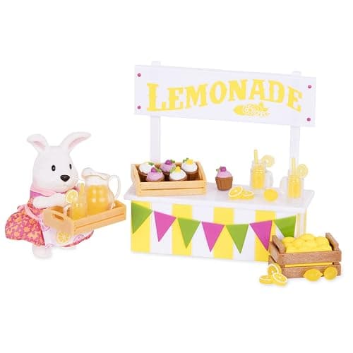 Li'l Woodzeez – Lemonade Stand Playset with Rabbit Figurine, 25 Pieces Toy Set Includes Play Food & Miniature Accessories, Imaginative Role Play Fun for Creative 3+ Years thumbnail 4