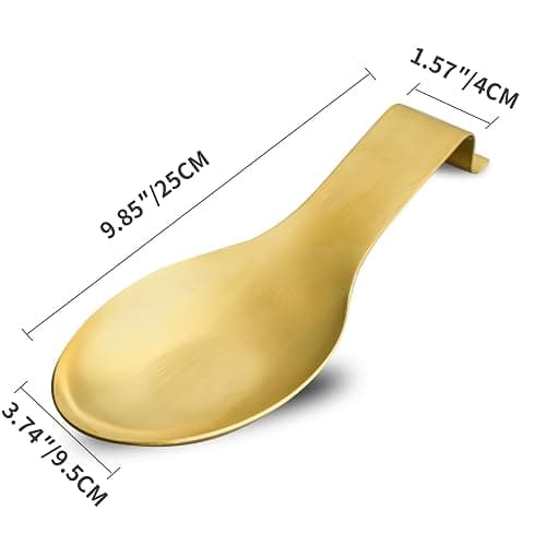 BETTWILLGold Spoon Rest for Kitchen Counter, Stainless Steel Spoon Holder for Stove Top, Spatula Ladle Spoon Utensils Holder, Gold Kitchen Accessories, Gold Cooking Utensiles. thumbnail 3