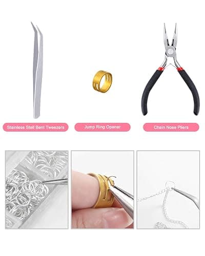 PP OPOUNT 65 Feet Jewelry Chains Necklace Chains 2 mm Jewelry Making Chains with 960 Pieces Jump Rings 40 Pieces Lobster Clasps Jewelry Making Tools (Gold, Silver Total in 65 Feet) thumbnail 5