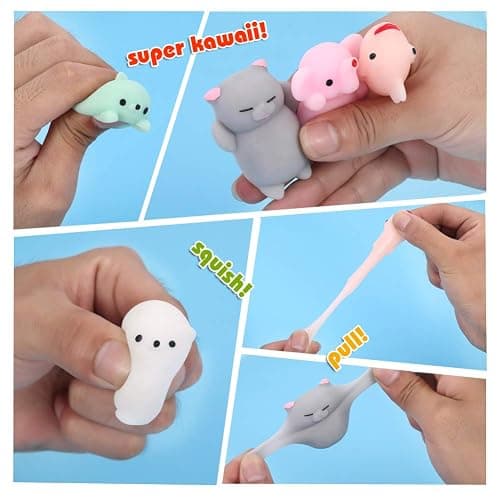 KINGYAO Squishies Squishy Toy 24pcs Party Favors for Kids Mochi Squishy Toy moji Kids Mini Kawaii squishies Mochi Stress Reliever Anxiety Toys Easter Basket Stuffers fillers with Storage Box thumbnail 7