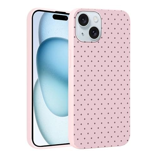 Yirlbey Estivi Cover per iPhone 15 6,1'', Custodia Viola Polka Dot Disegno Motivo Aesthetic Summer per Ragazza Antiurto Rosa Silicone Morbido TPU Bumper Cellulare Protezione Case, Pois - Image 1