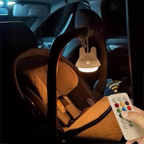 Baby Night Light for Car Seat- Dimming Function 9 Colors Changing Eye Caring Portable Rechargeable & Timing Bedside Lamp Light Up Toddler Bed Room Travel Essentials Squishy Silicone Infant BPA Free - Image 1